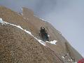 Remy leading crux, Cosmiques Arete